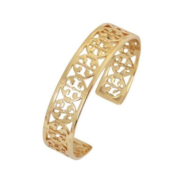 TORY BURCH OPEN BRACELET CUFF 18K GOLD/BRASS - Picture 4 of 9